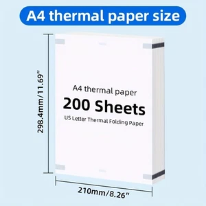 200 Feuilles Papier Thermique A4 Pliables Pour Imprimante Thermique Sans Encre - Photo 1/5