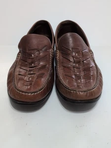 Johnton & Murphy Brown Woven Leather Loafers Men's size 11 Medium EUC - Picture 1 of 10