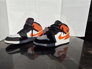 Nike Air Jordan 1 Mid Shattered Backboard 554724-058 Orange Black White Sz 6.5y  - Picture 1 of 11