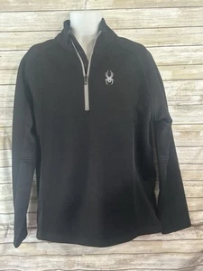 Suéter Spyder Para Hombres XL Negro Salida 1/2 Cremallera Gris Araña Logo Waffle J382 - Imagen 1 de 4