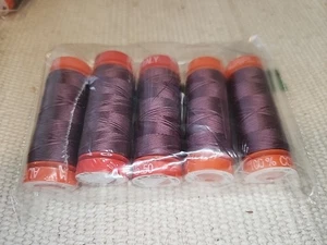 New - SEWING THREAD LOT- 5 Small Spools-Aurifil Cotton 50wt Purple #2568 - Picture 1 of 2