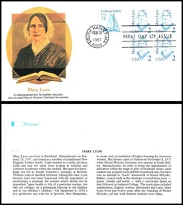 1987 Mary Lyon Sc 2169 FDC Fleetwood educator women s college Mount Holyoke - Picture 1 of 1