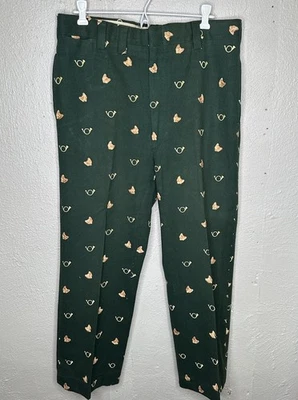 Женская винтажная шерсть ручной работы? Брюки зеленые вышитые Fox укороченный размер M - Изображение 1 из 4