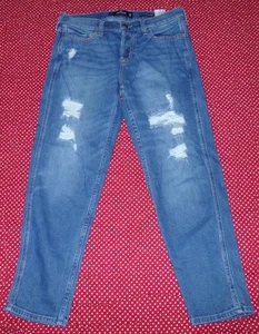 HOLLISTER JUNIORS SIZE 7R LOW RISE FLY CROP BOYFRIEND VINTAGE STRETCH BLUE JEANS - Picture 1 of 3