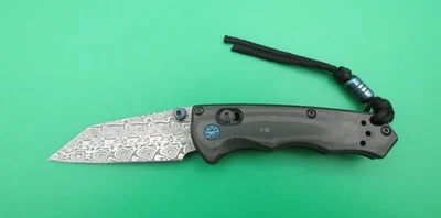 Benchmade Full Immunity Gold Class Damascus Carbon Fiber Folding Pocket Knife - Image 1 of 4