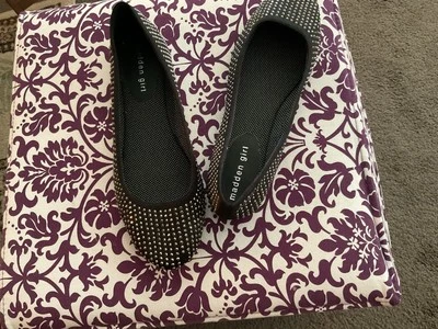 全新 无盒 Madden Girl 女式 10 M 黑色 闪亮芭蕾平底鞋 — 第 1/3 张图片