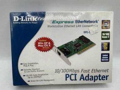 D Link Fast Ethernet PCI Adapter DFE-530TX+ 10/100Mbps Windows XP & Mac OS X - Image 1 of 4