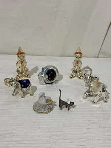 Lotto 7 soprammobili Fantin Argenti animali clown vetro h5-10cm - Foto 1 di 14