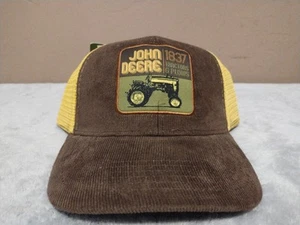 John Deere Brown/Yellow Mesh Trucker Hat Adjustable SnapBack One Size New w Tags - Picture 1 of 10