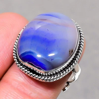 Anillo de joyería ajustable regalo étnico hecho a mano piedras preciosas ágata geoda púrpura SR 1754 Foto 1 de 4