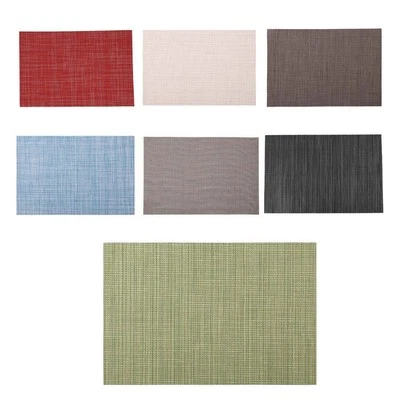 Versatile Solid Color Placemat Non slip Woven PVC Table Mat for Dining - Image 1 of 4