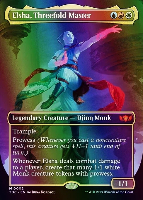 Elsha, Threefold Master (Borderless) Commander: Tarkir: Dragonstorm NM MTG Foil - Image 1 of 1