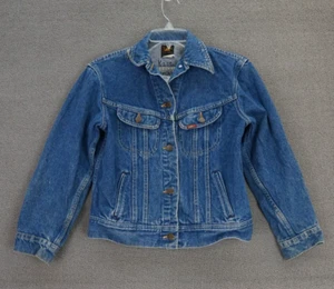 Vintage Lee Youth Girls Denim Jean Jean Jacket Size 14 Trucker Made In USA - Picture 1 of 6