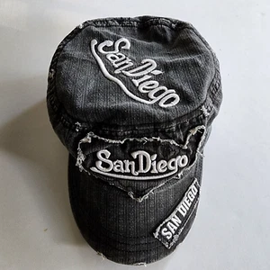 San Diego Cadet Patrol Denim Cap Hat Gray One Size Embroidered Distressed - Picture 1 of 8