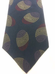 YVES SAINT LAURENT MENS TIE NAVY BLUE WITH PURPLE BEIGE RED 4 X 59 - Picture 1 of 4
