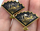 Amita Japan Fan Screw Back Earrings Mount Fuji Scene Damascene Vintage