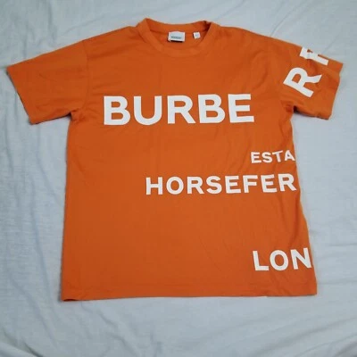 Burberry Horseferry Print T Shirt Orange Short Sleeve Oversized Logo Mens XXS - Image 1 of 4