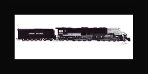 Union Pacific Big Boy 4014 10"x17" impresión en 10"x20" alfombrilla firmada por Andy Fletcher - Imagen 1 de 1