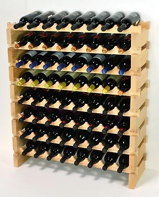 Modular Stackable Wine Rack 32-96 Bottles Capacity Solid Beechwood Wine Racks 8X - Image 1 of 4