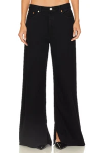 RE/DONE Jeans Womens Size 28 Black Wide Leg Slit Ankle LOW RIDER LOOSE $295 - Picture 1 of 11