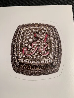 Alabama Crimson Tide Roll Football Decal Sticker Nick Saban Champions Ring 2.3"  - Image 1 of 3