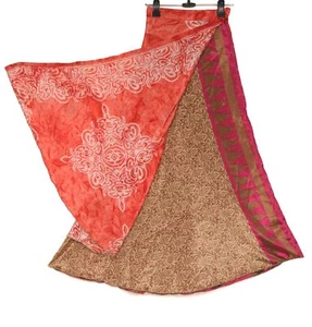 Sushila Vintage Silk Saree Magic Wrap Reversible Skirt Brown Hippie Beach Dress - Picture 1 of 9