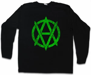 VEGANANARCHISM SYMBOL LANGARM T-SHIRT Vegan Vegetables Cyber Punk Anarchy - Picture 1 of 1