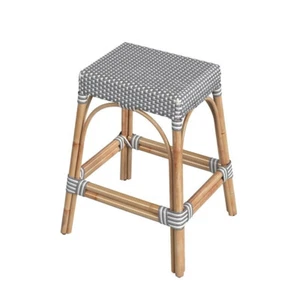 Butler Specialty Co Robias Wicker Rattan 24.5" Counter Stool - White & Gray Dot - Picture 1 of 1