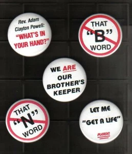 Vintage Pinback Rev. Adam C. Powell-The"N" Word, the "B" Word Civil Rights Pin  - Picture 1 of 1