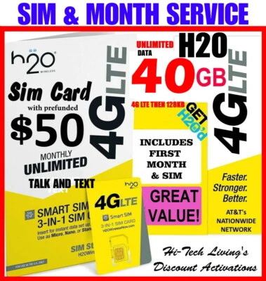 H2O H20 WIRELESS SPECIAL SIM DEAL⭐ INCLUDES FIRST MONTH UNLIMITED T/T/D ✅ - Image 1 of 3