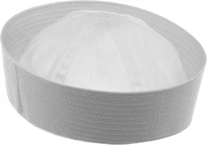 Sailor Hat White Military US Navy Cotton Dixie Cup Yacht Cap Sailing Nautical - Picture 1 of 2