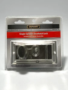Defiant 1-3/8" x 2-3/8" Single Cylinder Satin Nickel Deadlatch Door Lock - Picture 1 of 3