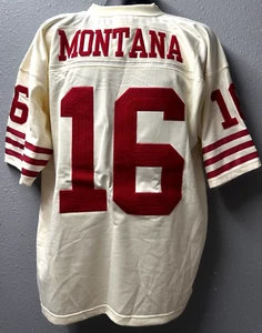 NFL San Francisco 49ers #16 Joe Montana Mitchell & Ness Cream Chainstitch Legacy - Picture 1 of 20
