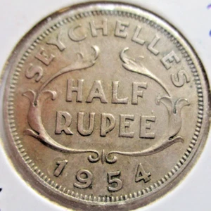 1954 SEYCHELLES - HALF RUPEE COIN - # 11/4/25 - Picture 1 of 3