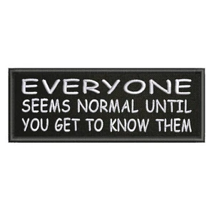 Everyone Seems Normal Patch 4" Embroidered Iron-On Applique Funny Sayings - Picture 1 of 12