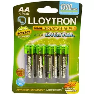 4 batterie ricaricabili Lloytron AA 1300 mAh telefono NiMH fotocamera remota HR6 batteria - Foto 1 di 3