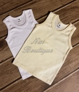 Boys Cotton Sleeveless T Shirt, Color White or Ivory, Tank Top, Toddler Boy Tank - Picture 1 of 5