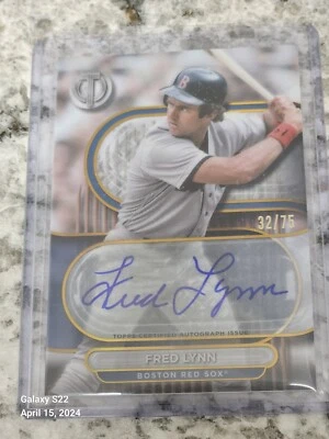 2024 Topps Tribute Gold Parallel Fred Lynn Autograph 32/75 - Image 1 of 2