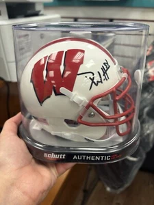 Derek Watt Signed Wisconsin Badgers White Schutt Mini Helmet JSA W Auth *Black - Picture 1 of 5