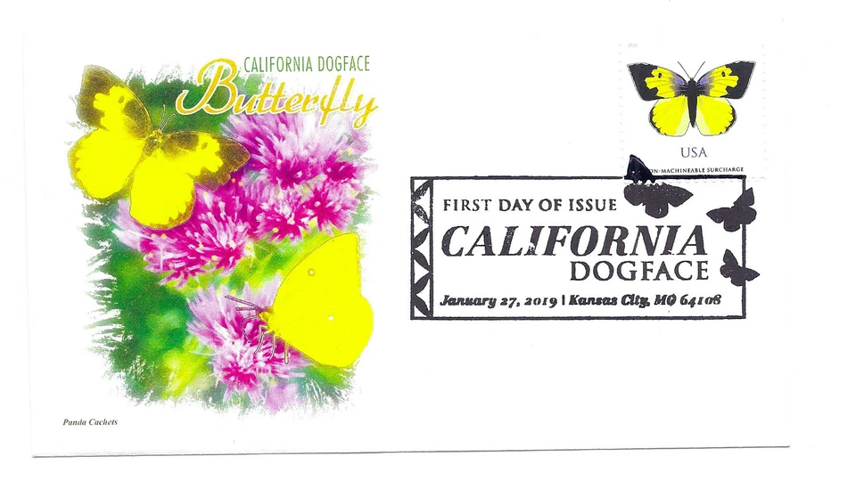 5346 California Dogface Butterfly, Panda Cachets, FDC pictorial cancel - Image 1 of 1