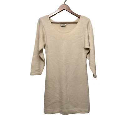 Vintage 70s St. John for Neiman Marcus Knit Dress Beige Size small mini shift - Image 1 of 4