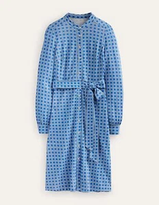 Boden Julia Jersey Shirt Dress - Cyan Block Cube uk 10R - Picture 1 of 4