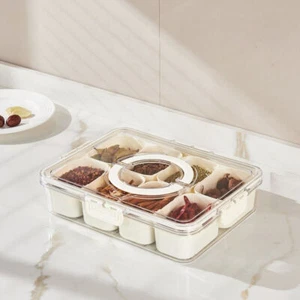 Divided Serving Tray wi Lid Handle Snackle Box Charcuterie Portable Container _ - Picture 1 of 12