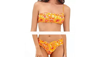 NUEVO VIX 'Lowana' Conjunto de Bikini Top Talla L Inferior Talla M Naranja Multi Foto 1 de 4