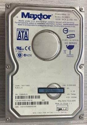 Hard Disk Maxtor 160GB SATA 3.5" 6V160E0 usato, in ottime condizioni - Immagine 1 di 4
