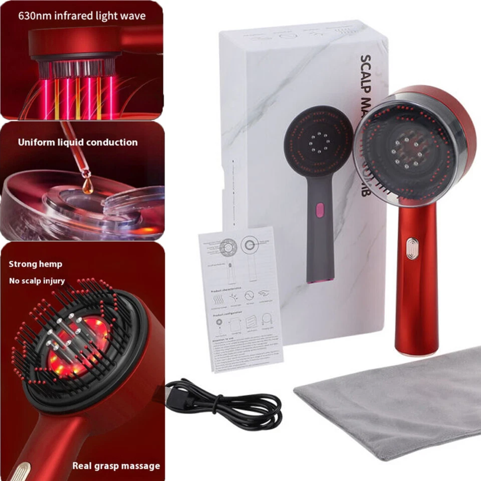 Red Light Therapy Hair Oil Applicator Electric Scalp Massager Brush Massage Comb - Image 1 of 4