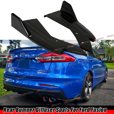 2PCS Glossy Black Rear Bumper Side Diffuser Splitter Canards For Ford Fusion Foto 1 de 4