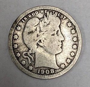 1908 D Friseurkopf Silber Viertel - Bild 1 von 3