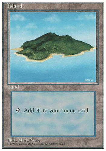 FBB Korean Island (Green) ~ Heavily Played 4th Edition Fourth Foreign Black Bord - Image 1 of 1