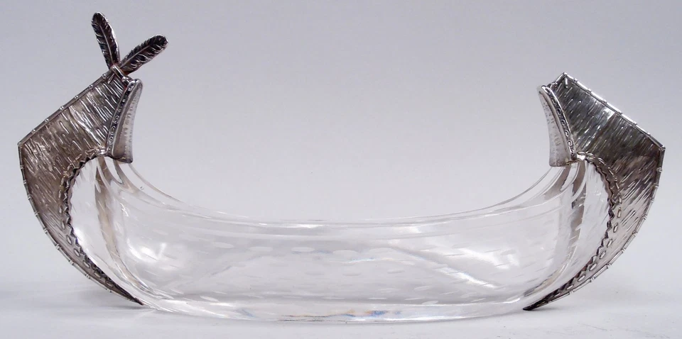 Antiguo plato de olivo 50 renacimiento colonial canoa india americana plata de ley Foto 1 de 4